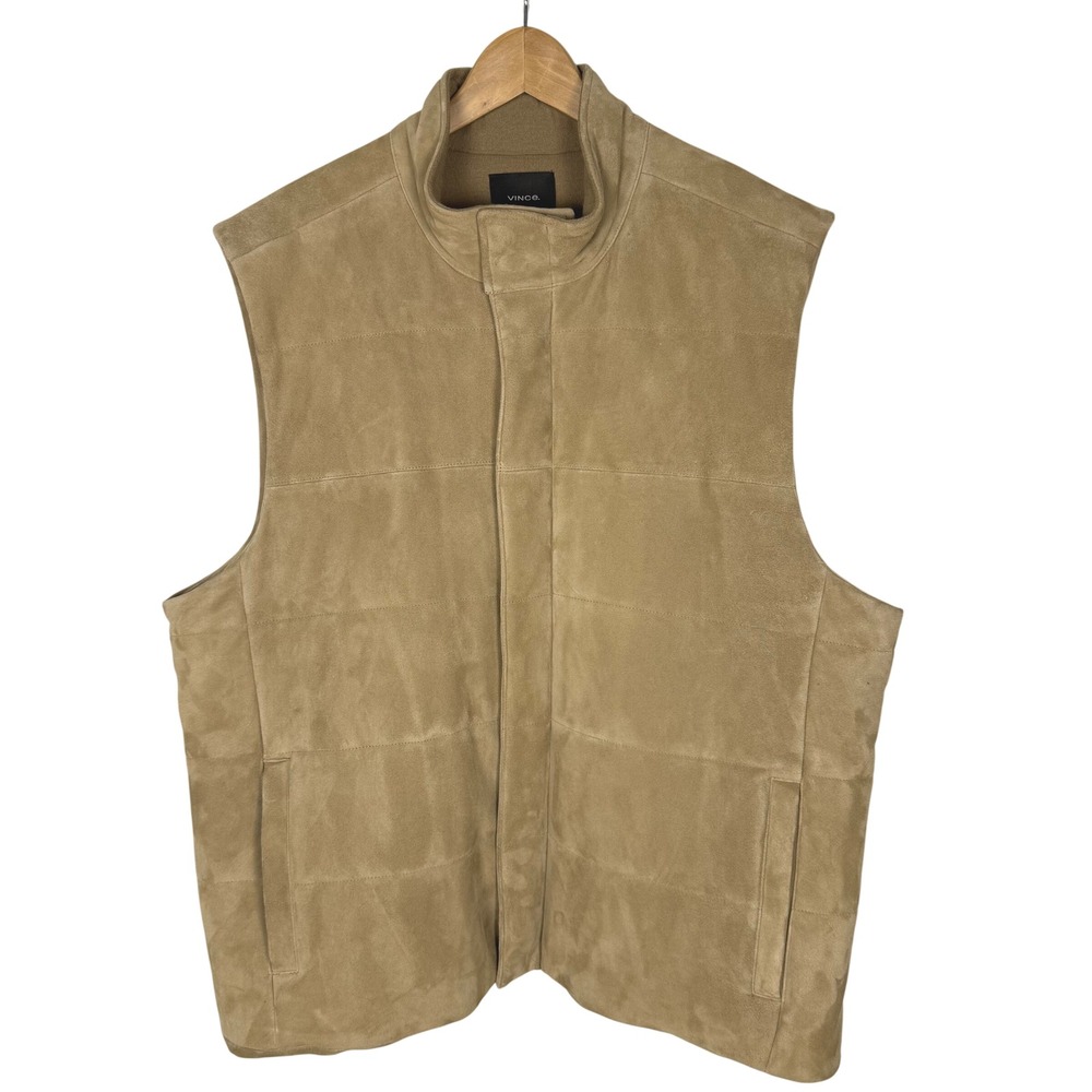 Vince Men's Bristol Suede Vest Wool Cashmere Lined XXL Quiet Luxury Streetwear
